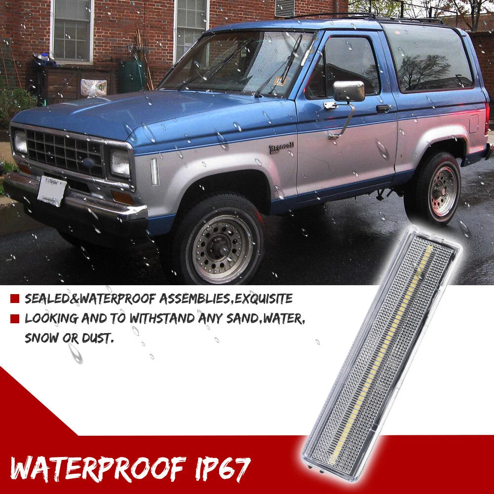 2X Clear White LED Front Side Marker Lights for Ford Bronco F150 F250 F350