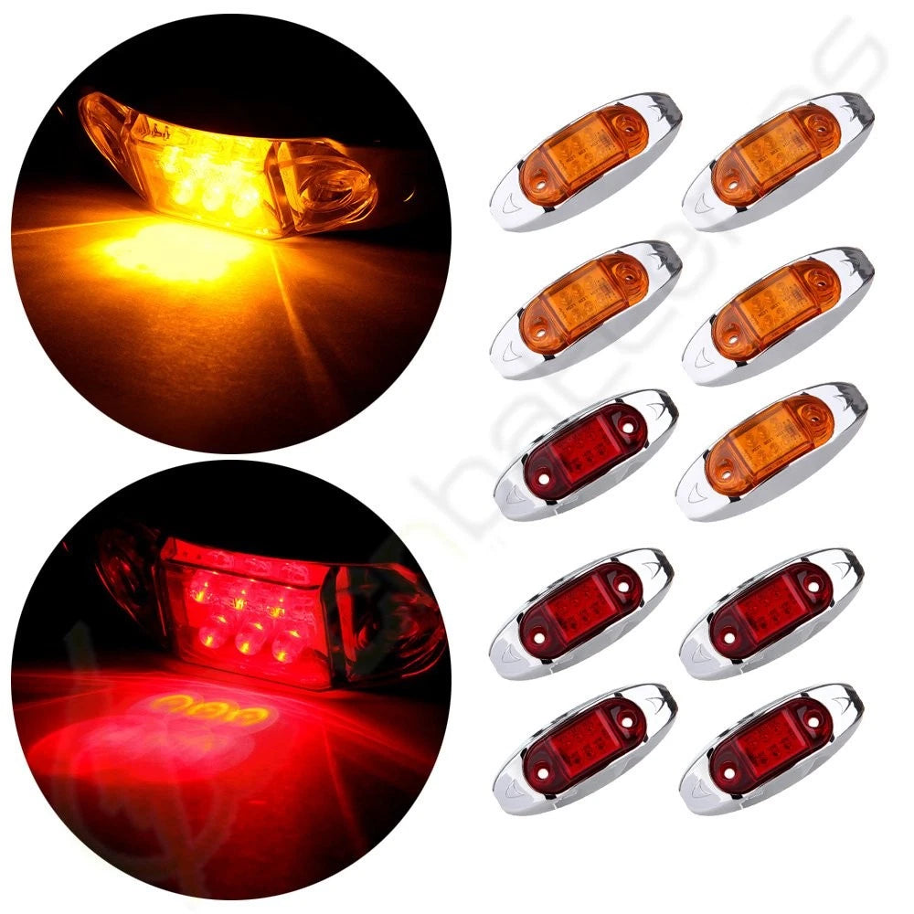 5 Amber + 5 Red LED Marker Lights for Trailer (Universal)