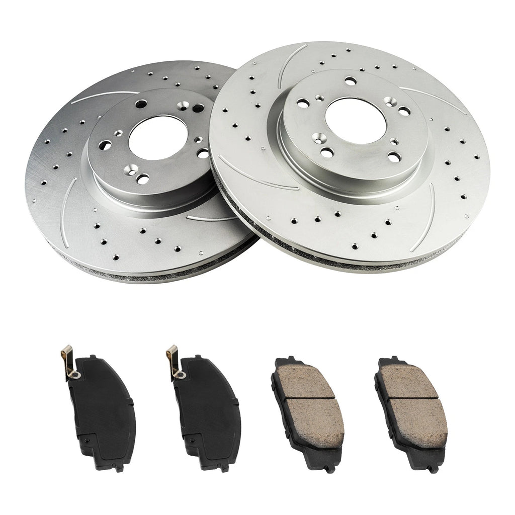 Front Drilled Slotted Brake Rotors and Ceramic Pads for Acura RSX (2002–2006)