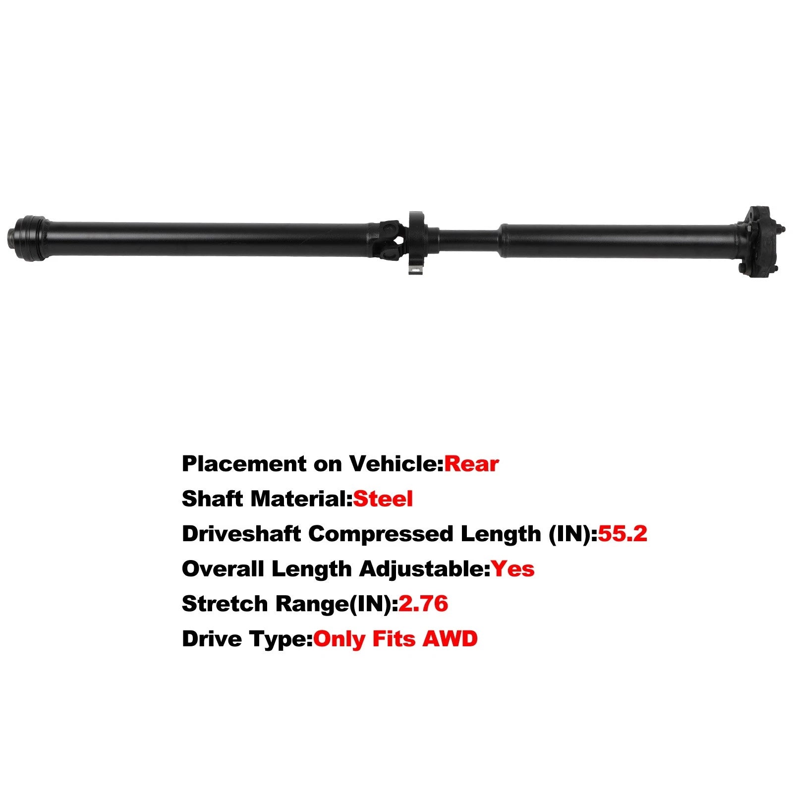 Rear AWD Drive Shaft for BMW X5 xDrive35d (2014–2018) 26107589129 986-384