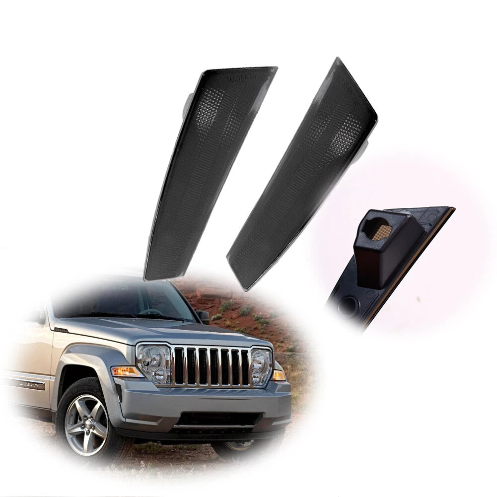 Smoked Black Lens Front Fender Side Marker Light for Jeep Liberty (2008–2012)