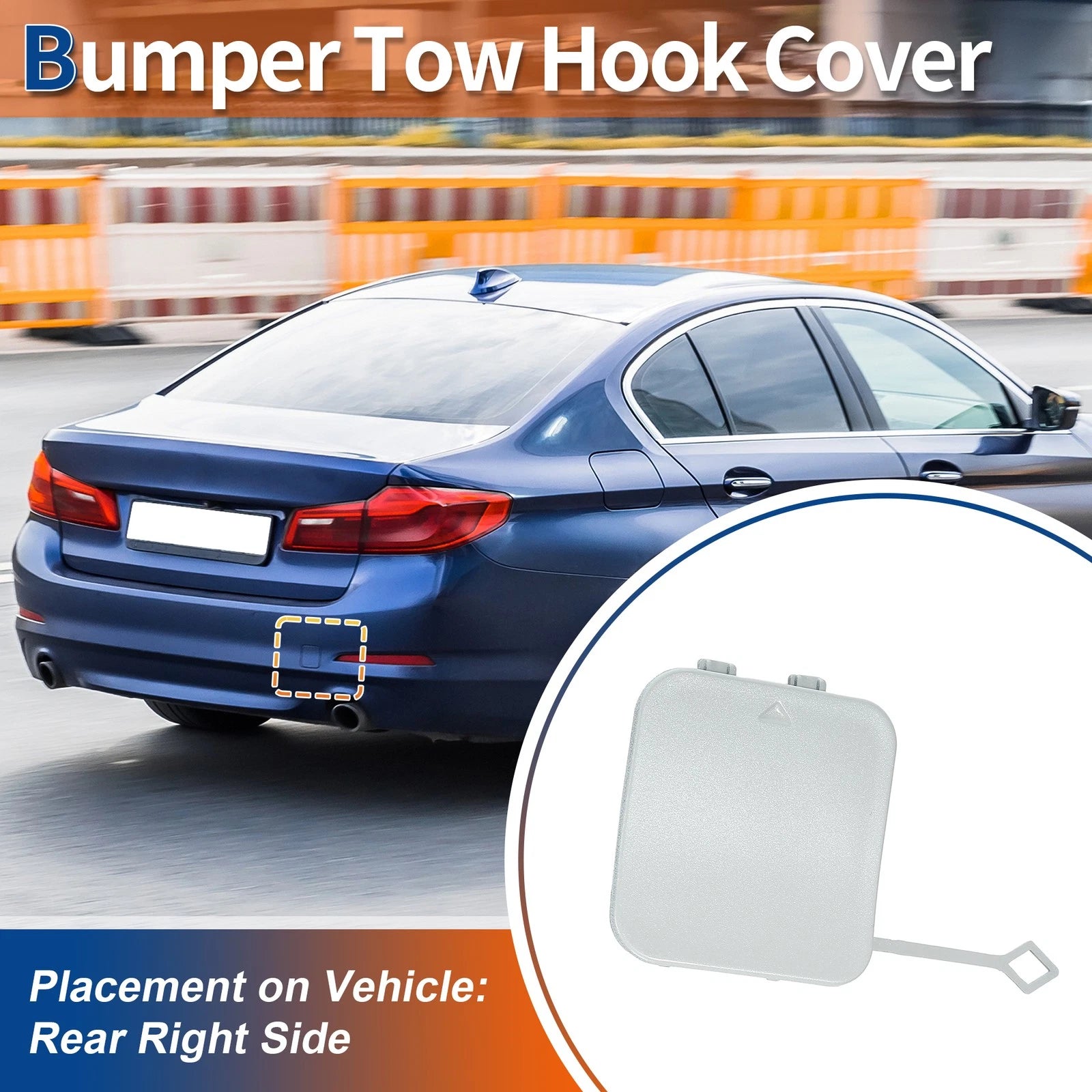 Rear Tow Hook Cover for BMW 530i 530e 540i M5 (2017–2023) No. 51127475589 White