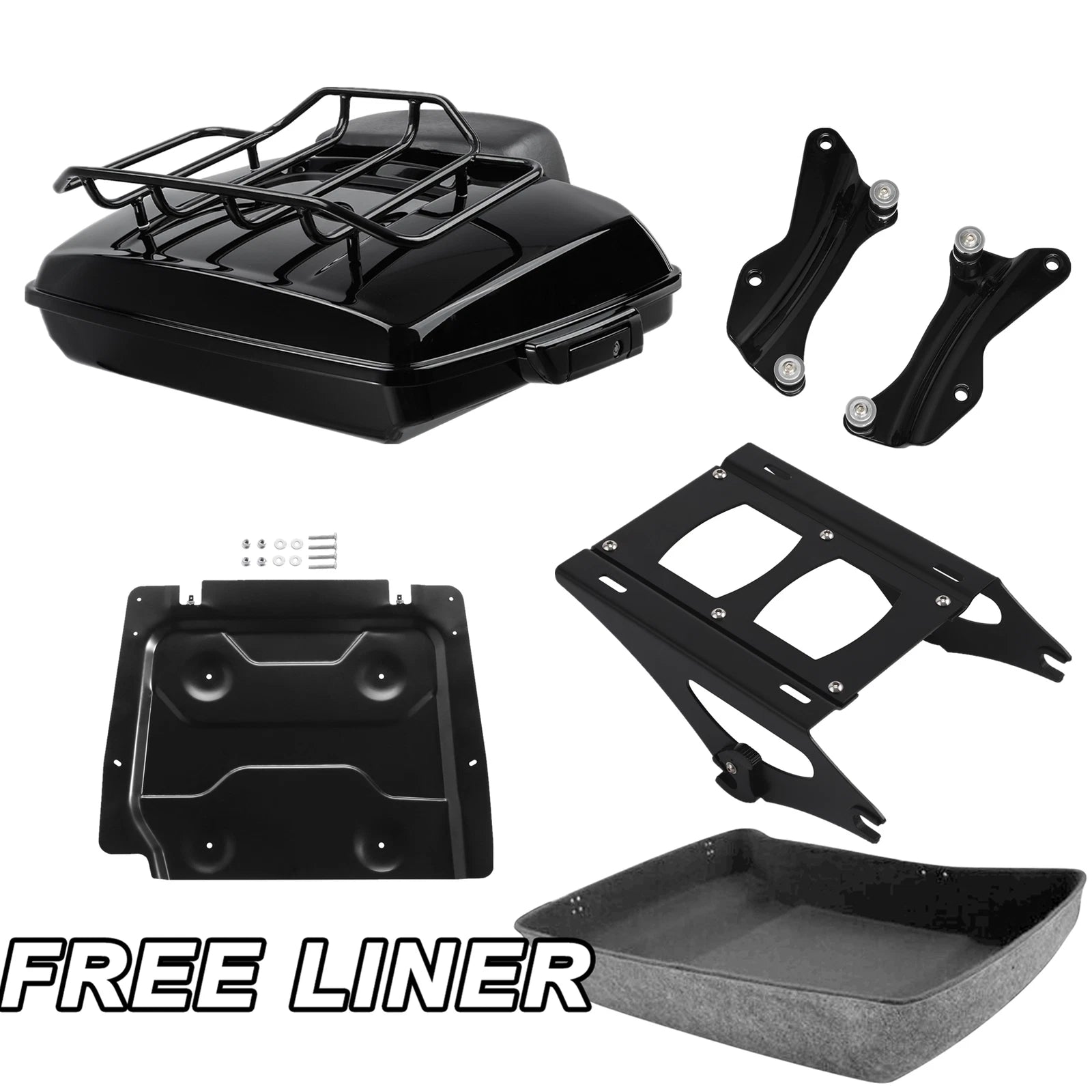 Black Razor Trunk Pad Mount Plate Docking Kit for Harley Road Glide (2014–2025)