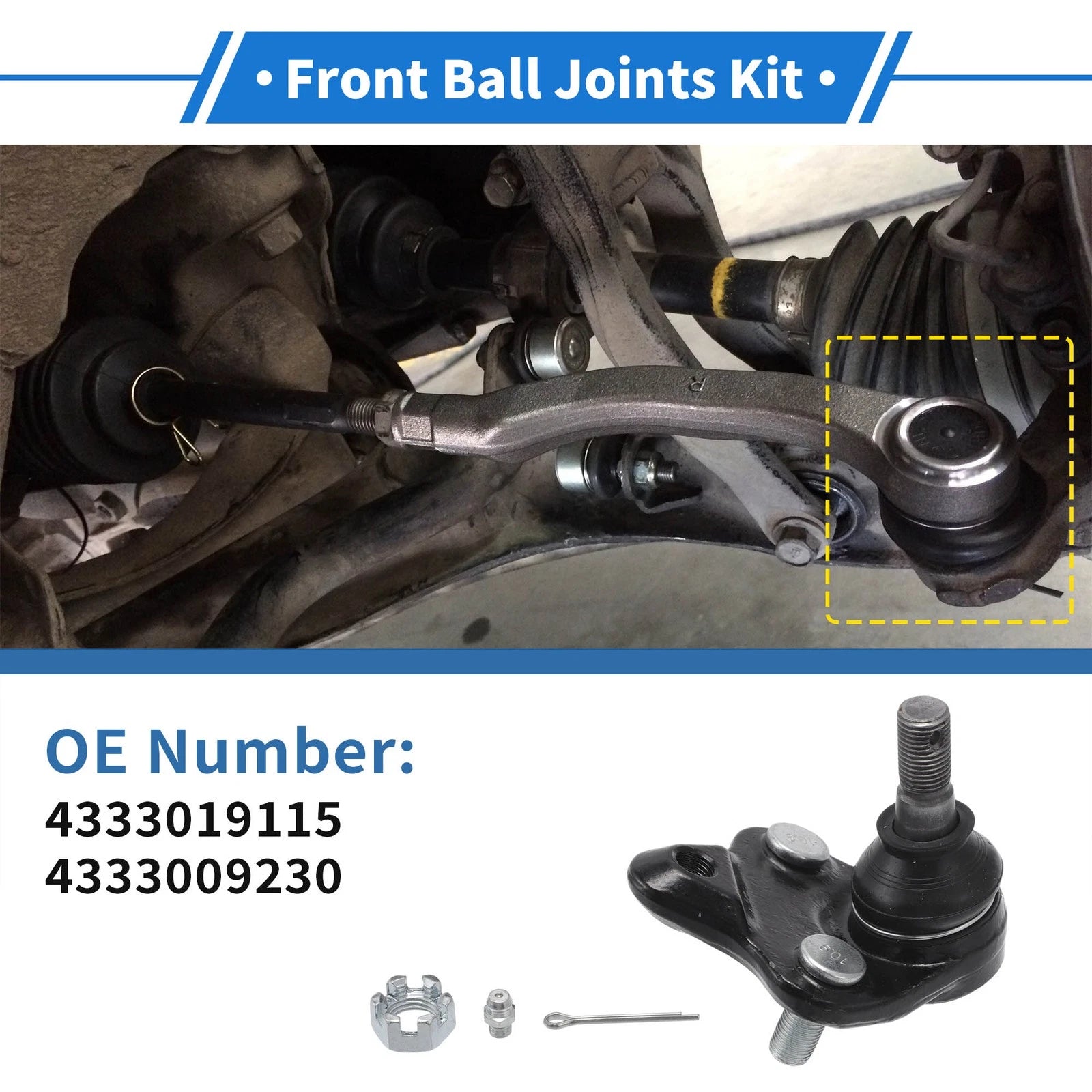 2X Front Lower Ball Joints for Toyota Corolla (1996–2008) No. 43330-19115/43330-09230