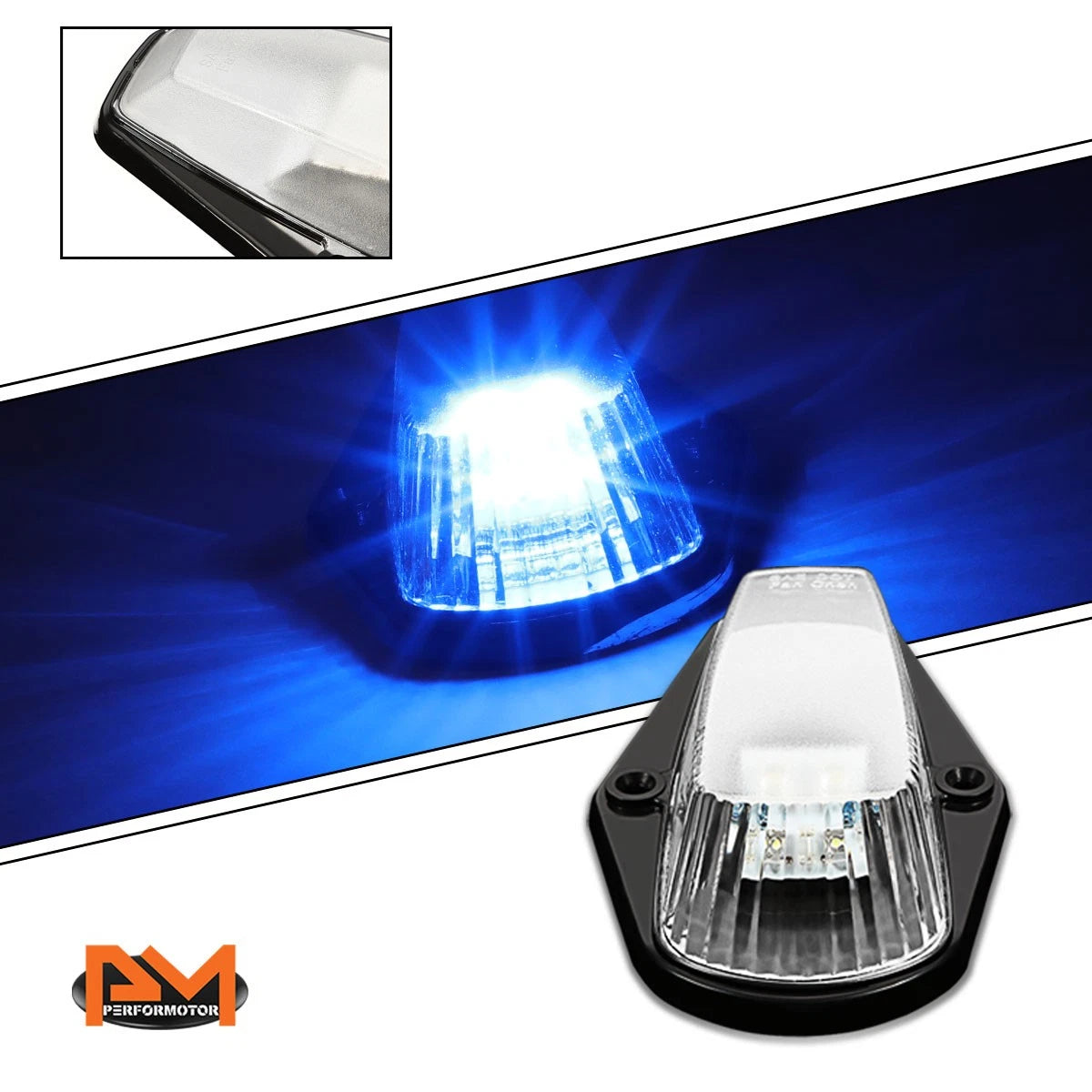5Pcs Cab Roof Running Light with Switch Chrome Blue LED for F-Series (1980–1996)