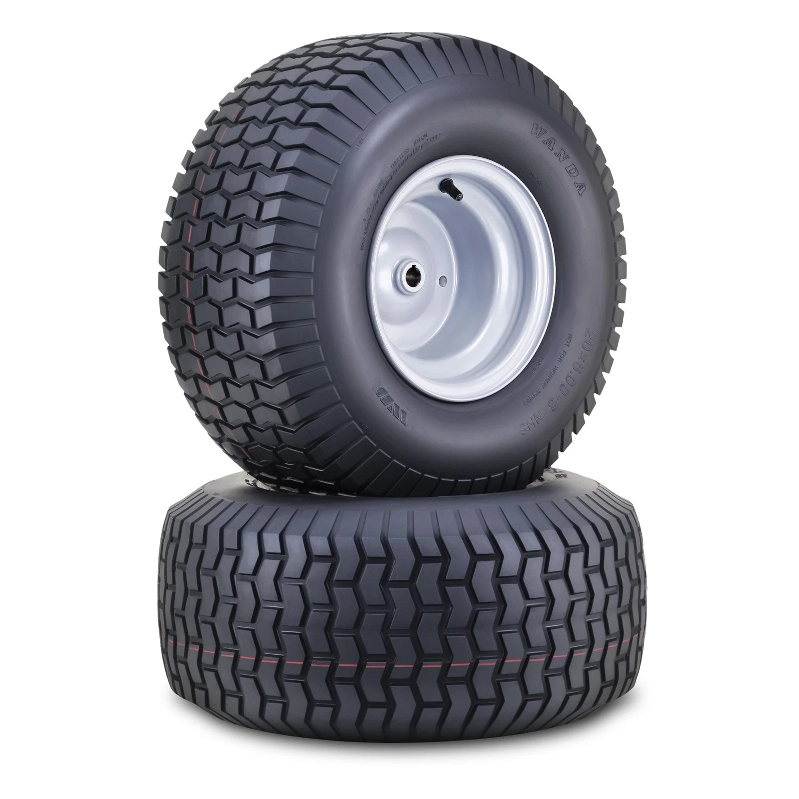 2 WANDA Lawn Mower Tires 20X8-8 with 3/4" Bushing & 3/16" Keyway