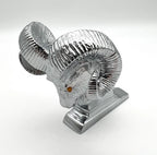 Universal Chrome Metal Ram Head Hood Ornament with Illuminated Eyes (General)