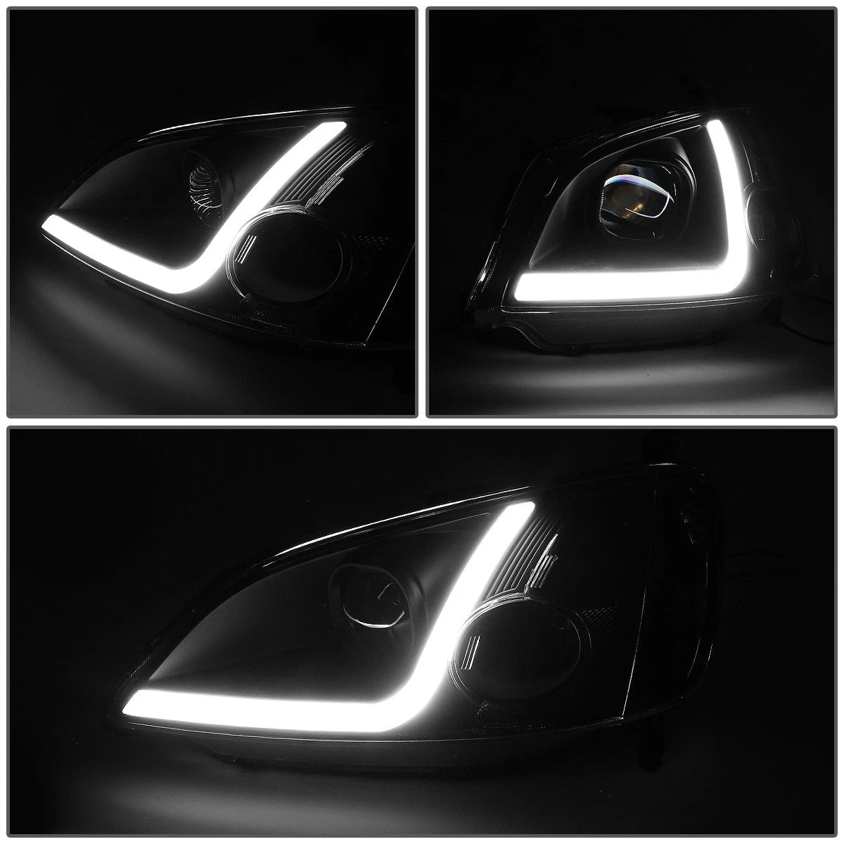 LED Projector Headlight Lamps for Honda Civic Coupe/Sedan (2001–2003)