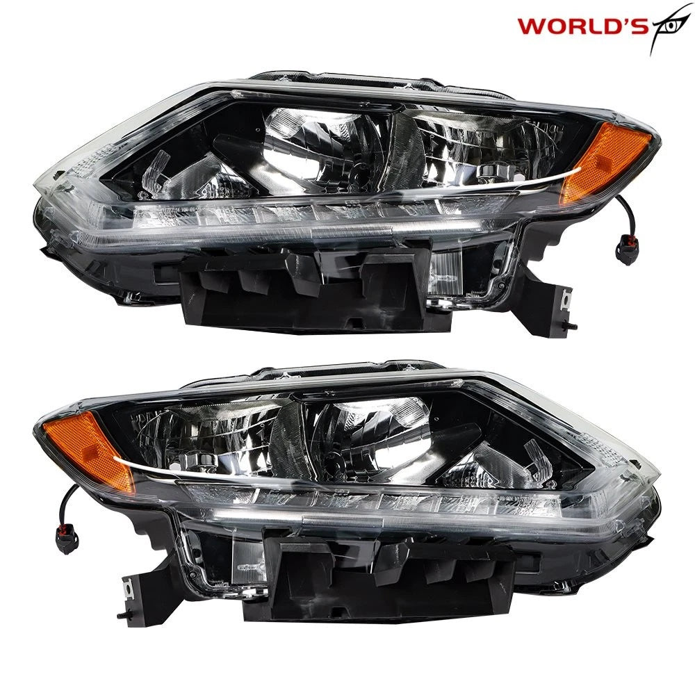 Set of 2 Halogen Headlights for Nissan Rogue (2014–2016) Chrome Housing