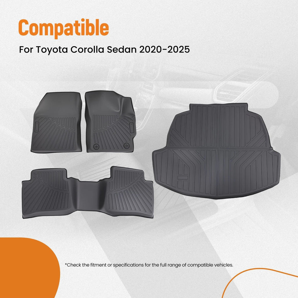 Set of 4 Carpet Floor Mats & Cargo Liner for Toyota Corolla Sedan (2020–2025)