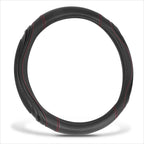 Steering Wheel Cover for Universal Fit (14.5-15") Black Carbon Fiber Red Stitching