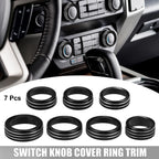 7pcs AC Switch Knob Cover Trim for Ford F-150 (2021–2022) Black Aluminum Alloy