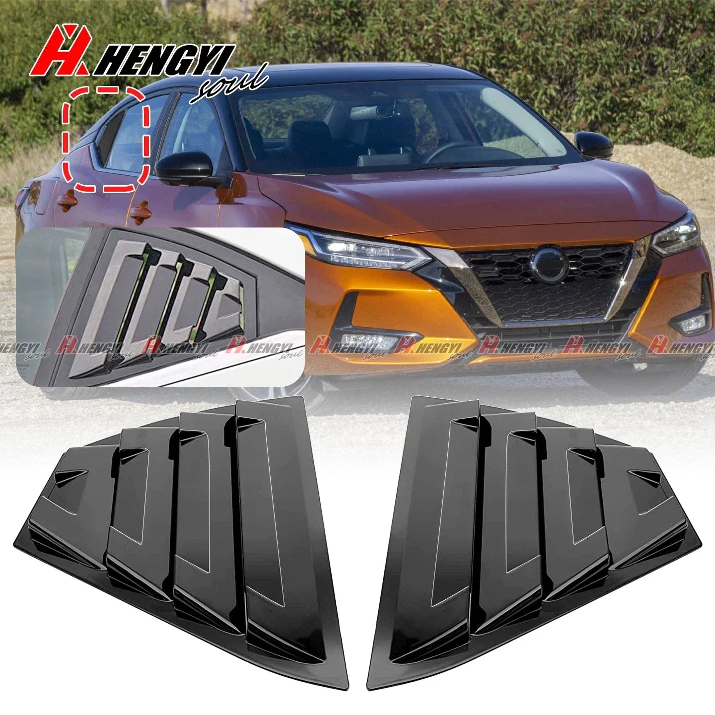 Rear Vent Scoop Louver Cover Trim Gloss Black for Nissan Sentra (2020–2023)