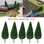 20pcs Pine Trees for HO OO Scale Train Railroad Landscape (95mm)