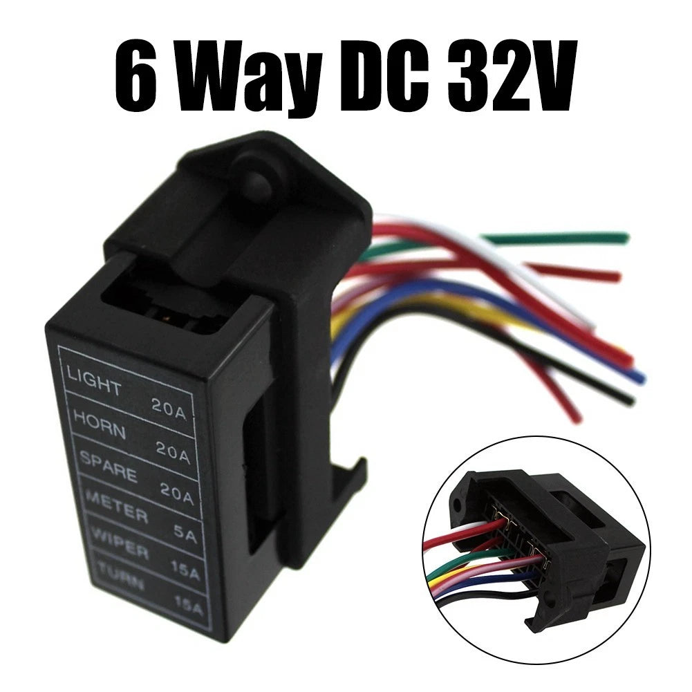 6 Way Fuse Box for Bus Truck Trailer Boat (Max 32V)