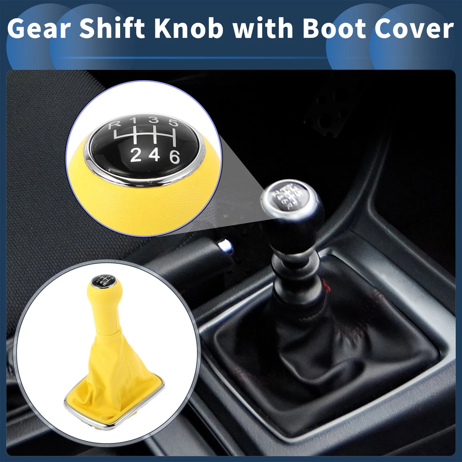 6 Speed Gear Shifter Knob with Cover for Volkswagen Bora Golf MK4 (1998–2007)