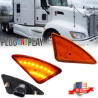 LED Front Cab Flare Side Marker Turn Signal Lights for Kenworth T660 (2004–2019)