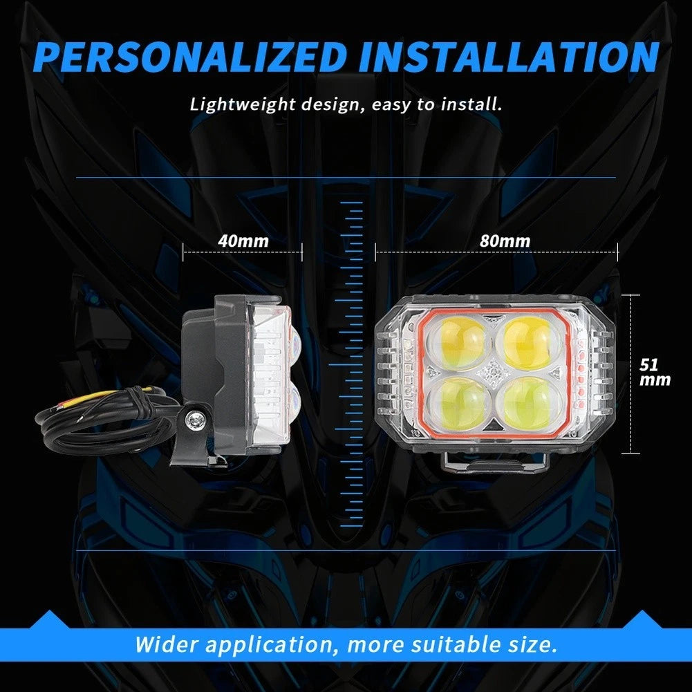 LED Fog Light for Motorcycle (Dual Mode, 27W, IP65 Rated)