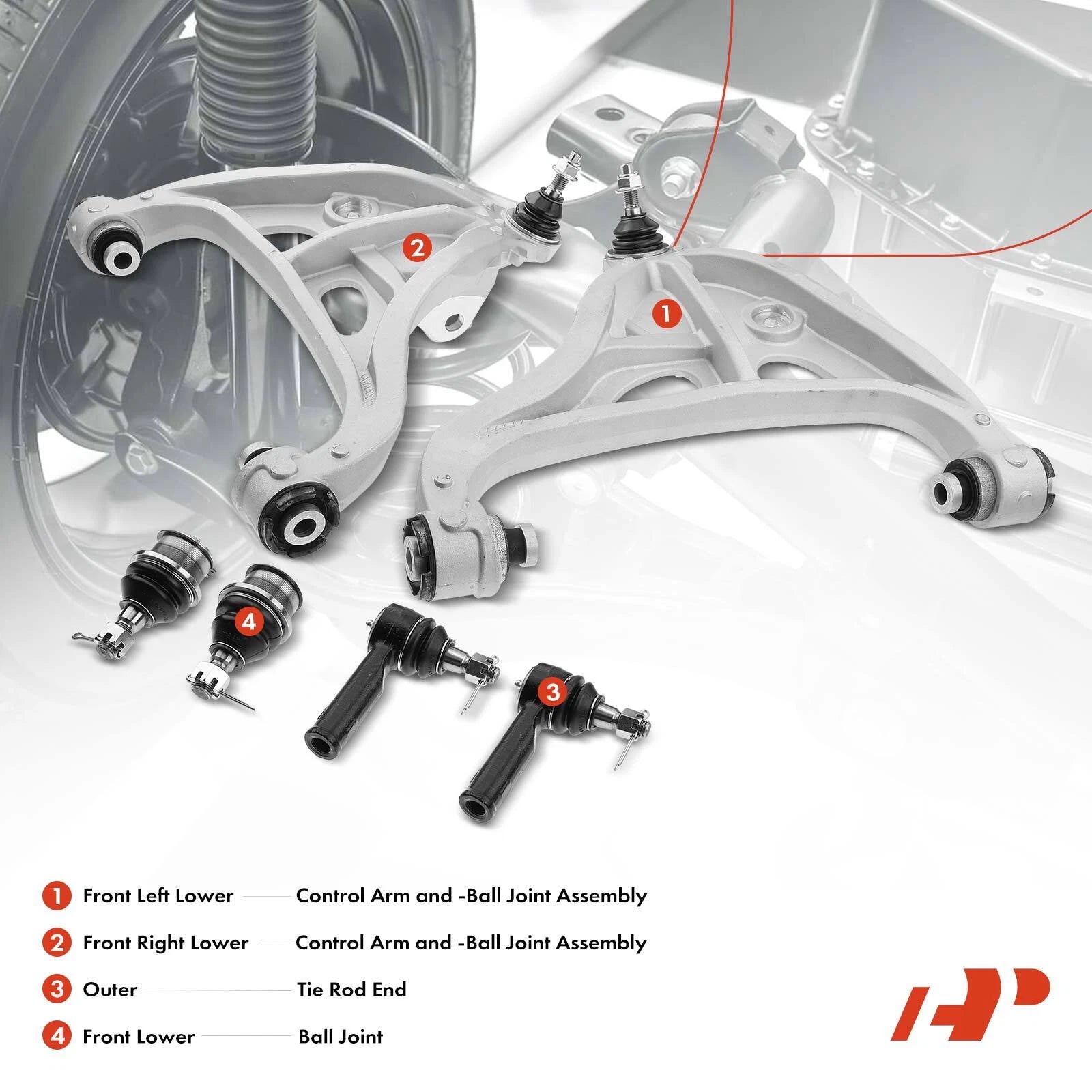 Set of 6 Control Arm Tie Rods for Ford F-150 (2004–2008)