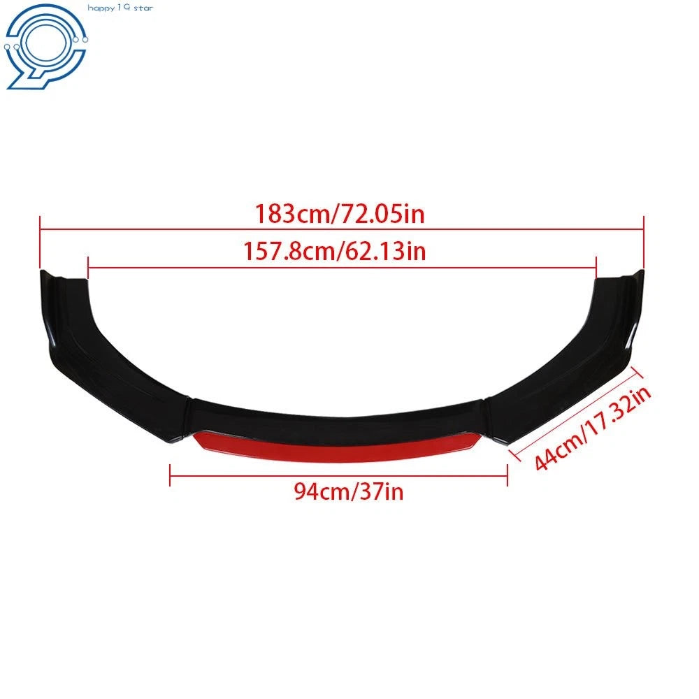 Front Bumper Lip Spoiler for Universal Car (2 Layer, Red)