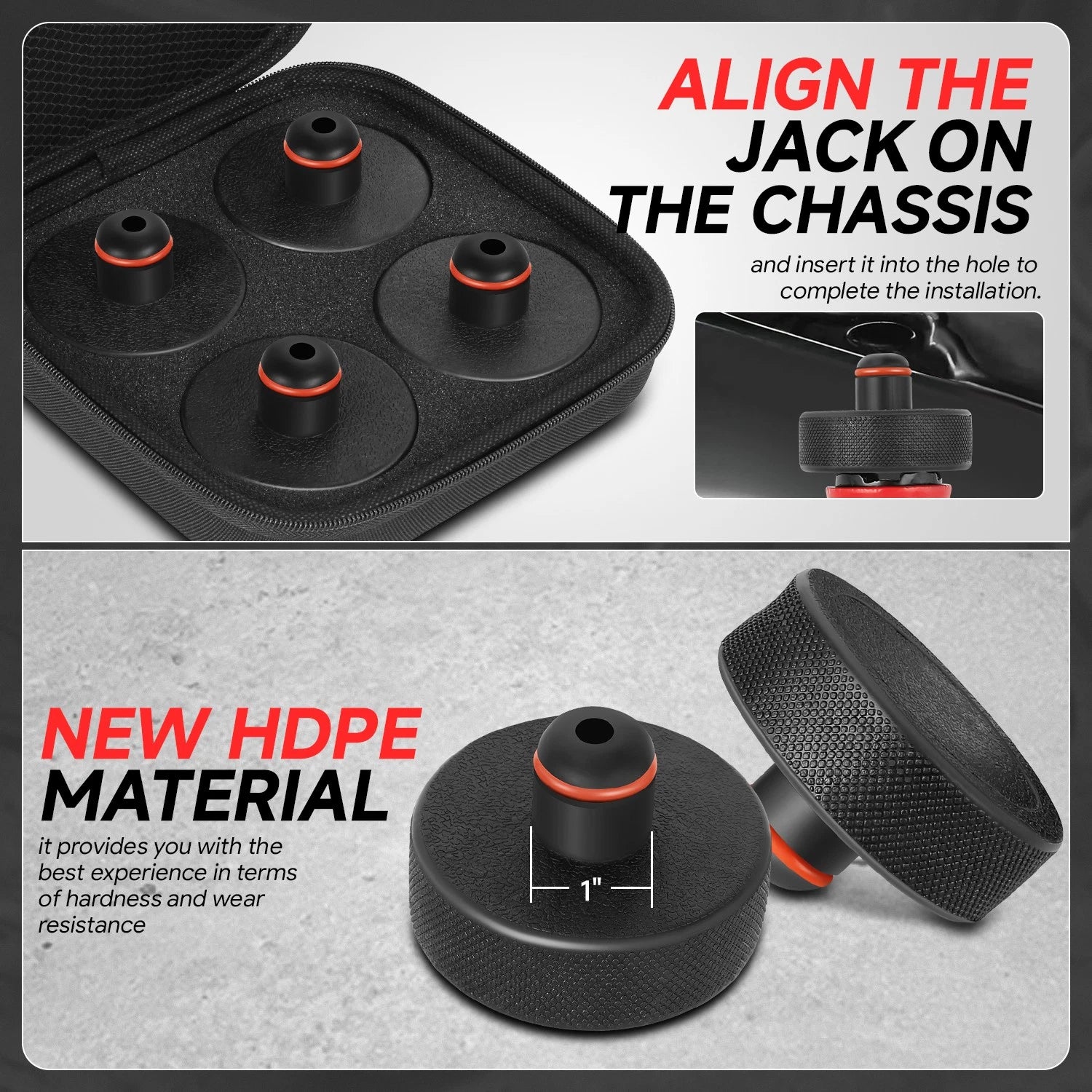 Set of 4 Rubber Pad Adapters for Tesla Model 3 Y S X (2016–2024)
