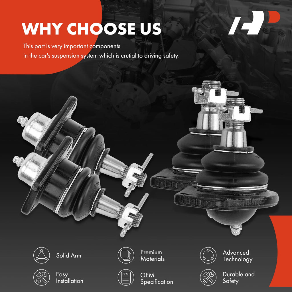 Set of 4 Front Upper & Lower Ball Joints for Chevrolet S10 (1984–1996)