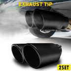 Set of 2 Black Stainless Steel Dual Exhaust Pipe Muffler Tips for Universal
