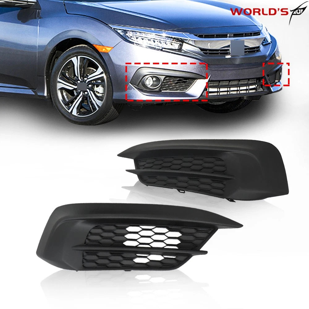 Set of 2 Black Fog Light Covers for Honda Civic Sedan/Coupe (2016–2018)