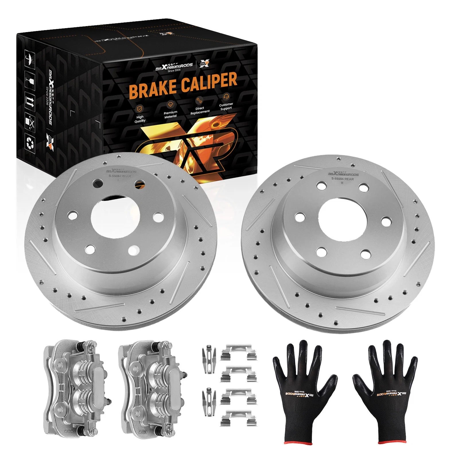 Set of 2 Rear Brake Rotors and Calipers for Cadillac Escalade ESV (2003–2006)