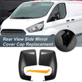 Set of 2 Rearview Mirror Cover Caps Black Carbon Fiber for Ford Transit Custom (2014–2023)