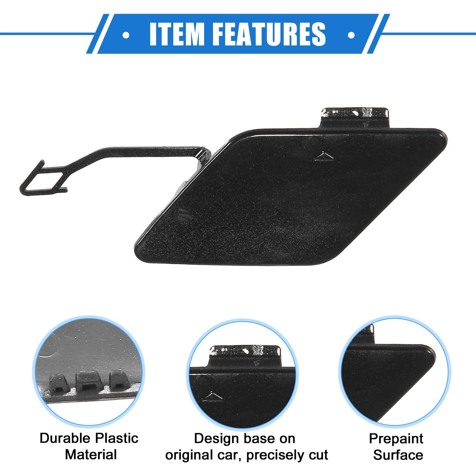 Tow Hook Eye Hole Cover Cap for BMW 3 F30 (2012–2015) Black