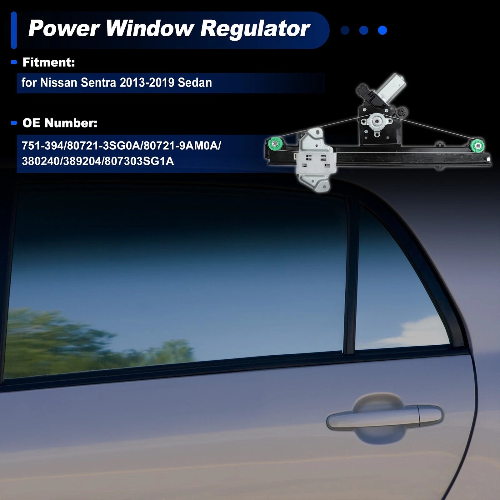 Front Left Power Window Regulator with Motor for Nissan Sentra (2013–2019) No. 751-394