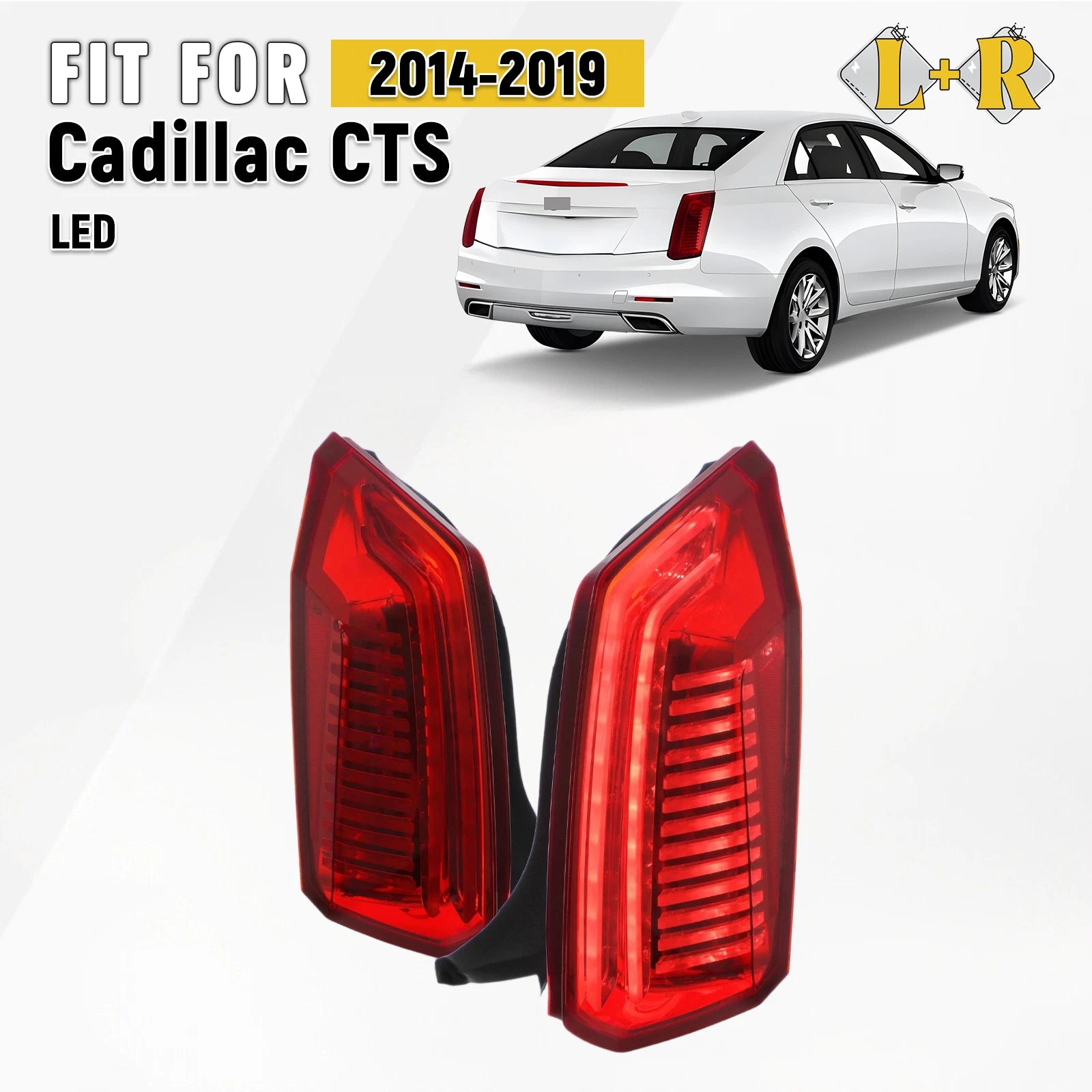 LED Red Tail Light Brake Lamp Pair for Cadillac CTS (2014–2019)