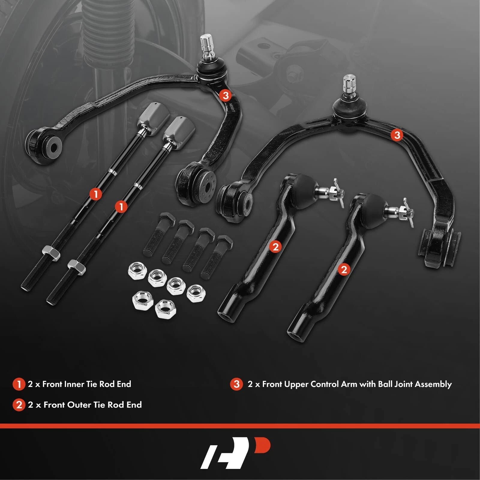 Set of 6 Front Control Arm Ball Joints Tie Rod Ends for Ford Thunderbird (1989–1997)