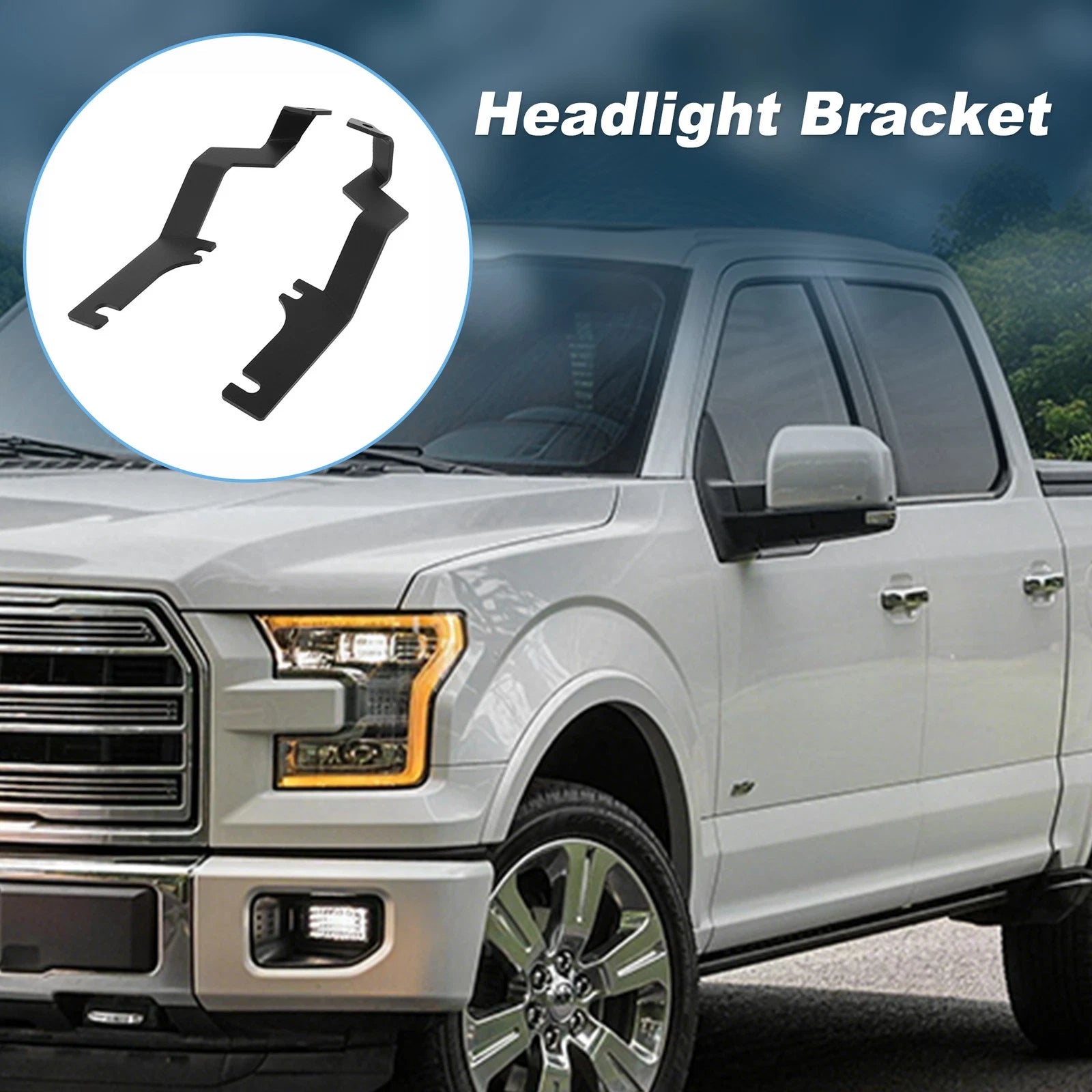 Headlight Hood Mount Bracket Set of 2 for Ford F-150 (2015–2020) Black