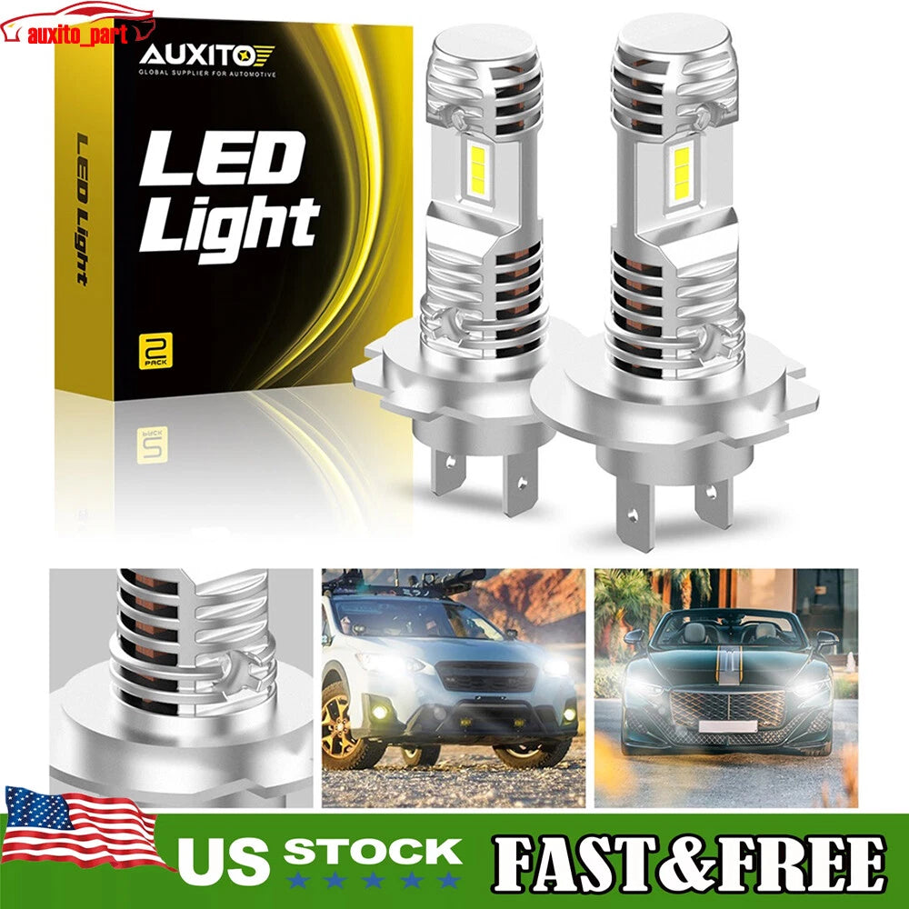 2X H7 LED Headlight Bulbs for High Low Beams (10000K)