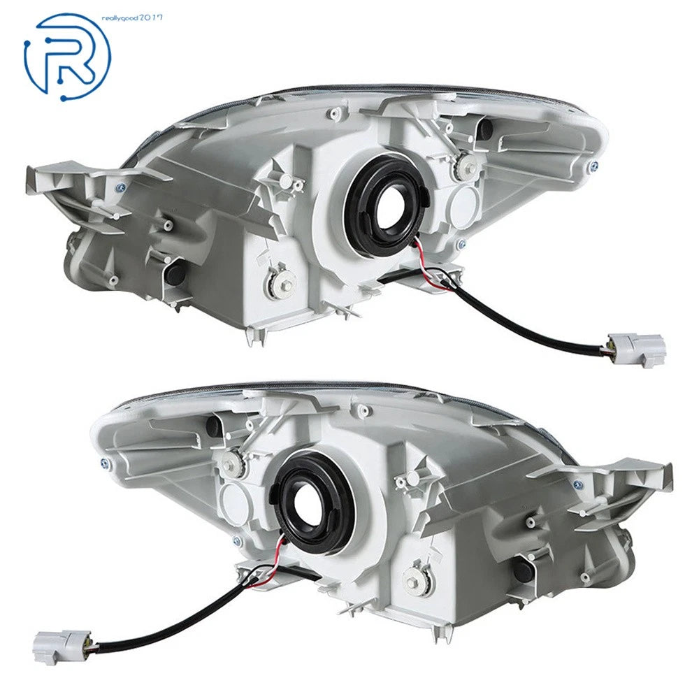 Set of 2 Halogen Headlights for Toyota Yaris (2007-2012) Black