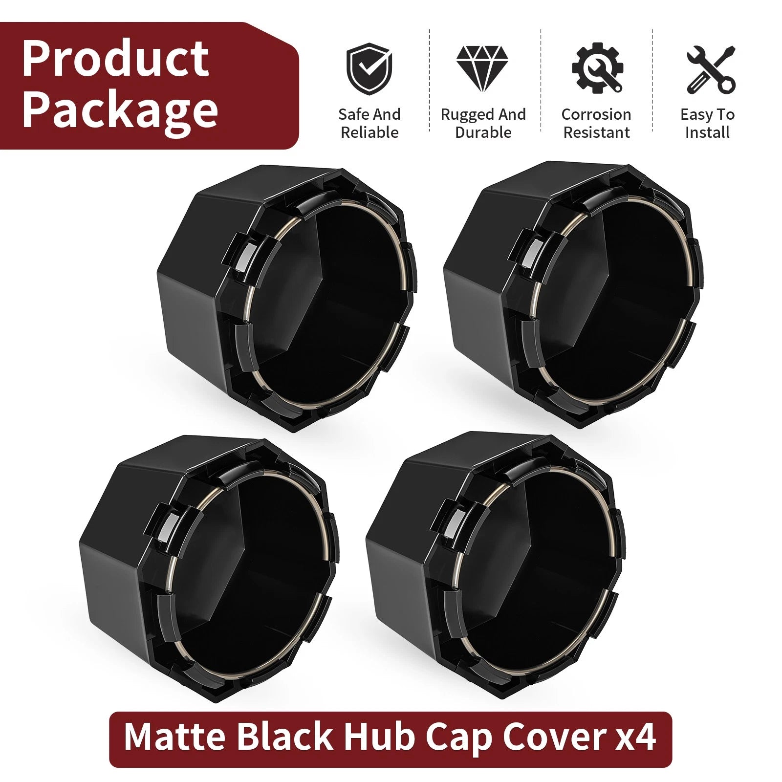 4X Matte Black Hub Cover for Polaris Sportsman 570 (2015–2025)