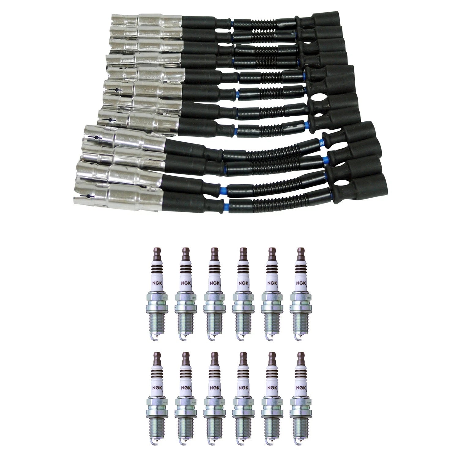 NGK 7mm Wire Set 12 Iridium Spark Plugs for Mercedes ML320 C240 C320 C230 (1998–2006)