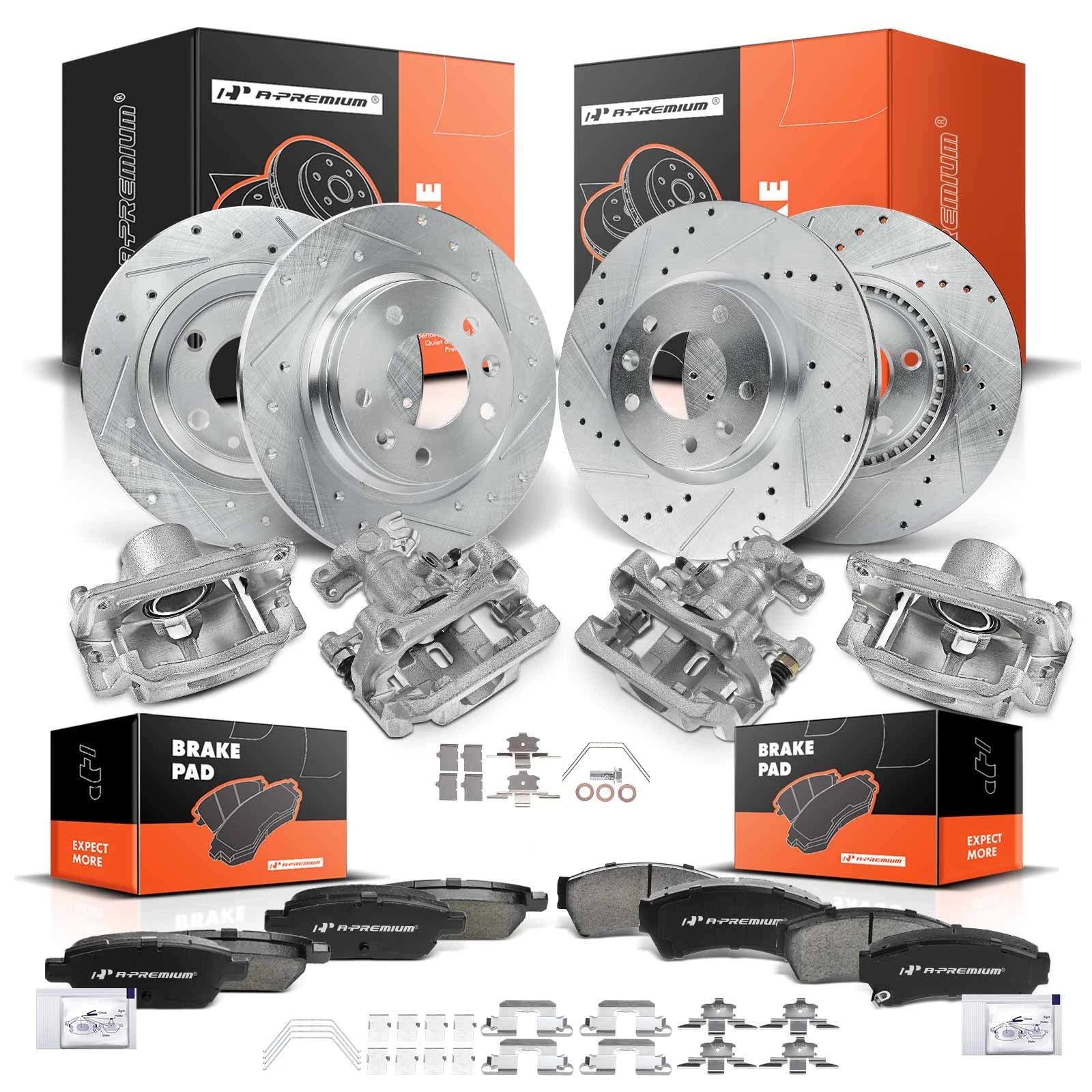 Set of 16 Disc Brake Rotors, Pads & Calipers for Lincoln Ford