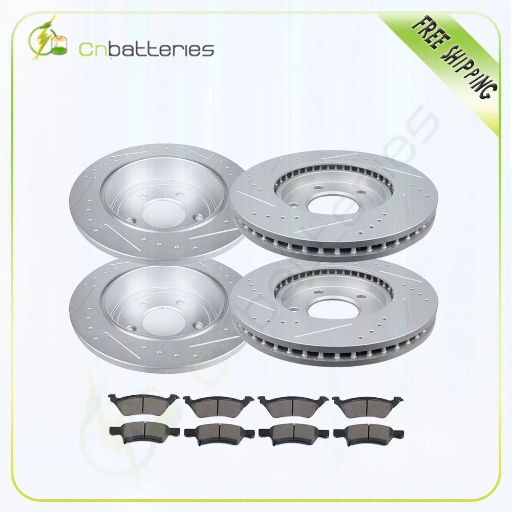 Set of 4 Brake Rotors + 8 Metallic Brake Pads for Dodge Caravan (2001–2007)