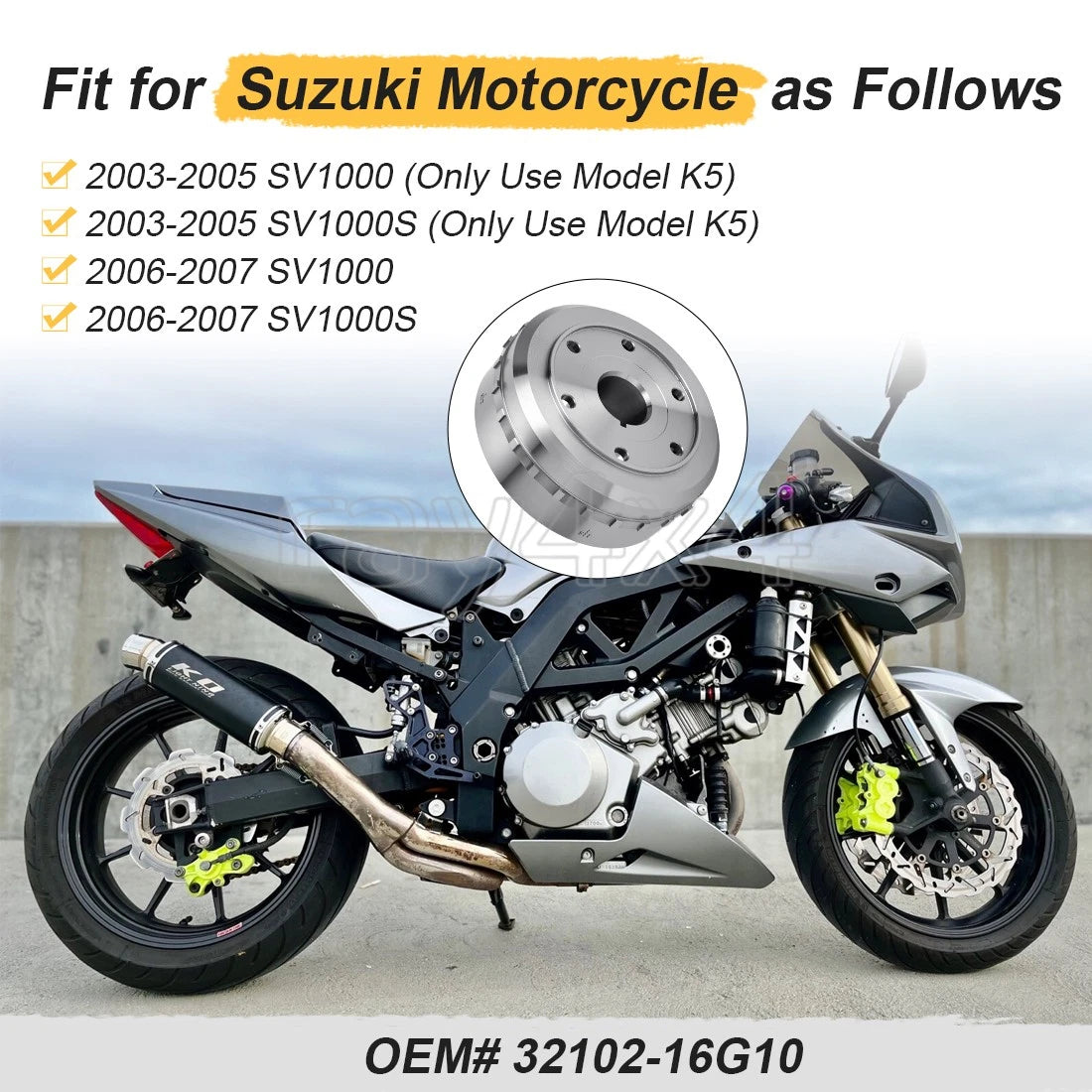 Magneto Rotor Flywheel 32102-16G10 for Suzuki SV1000 SV1000S (2003–2007)
