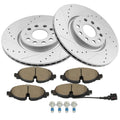 Front Brake Rotors and Ceramic Pads Kit for Volkswagen GTI (2015–2018)