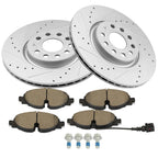 Front Brake Rotors and Ceramic Pads Kit for Volkswagen GTI (2015–2018)