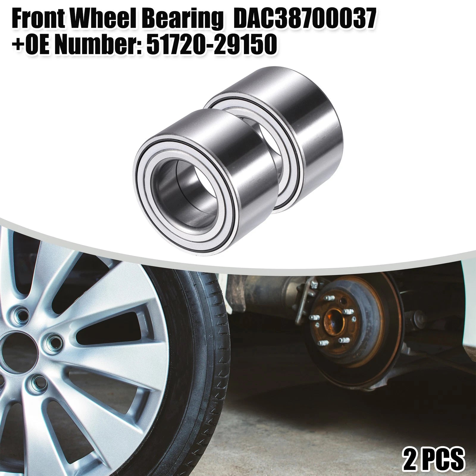2 Pcs Wheel Bearing DAC38700037 for Hyundai Accent (2000–2018)