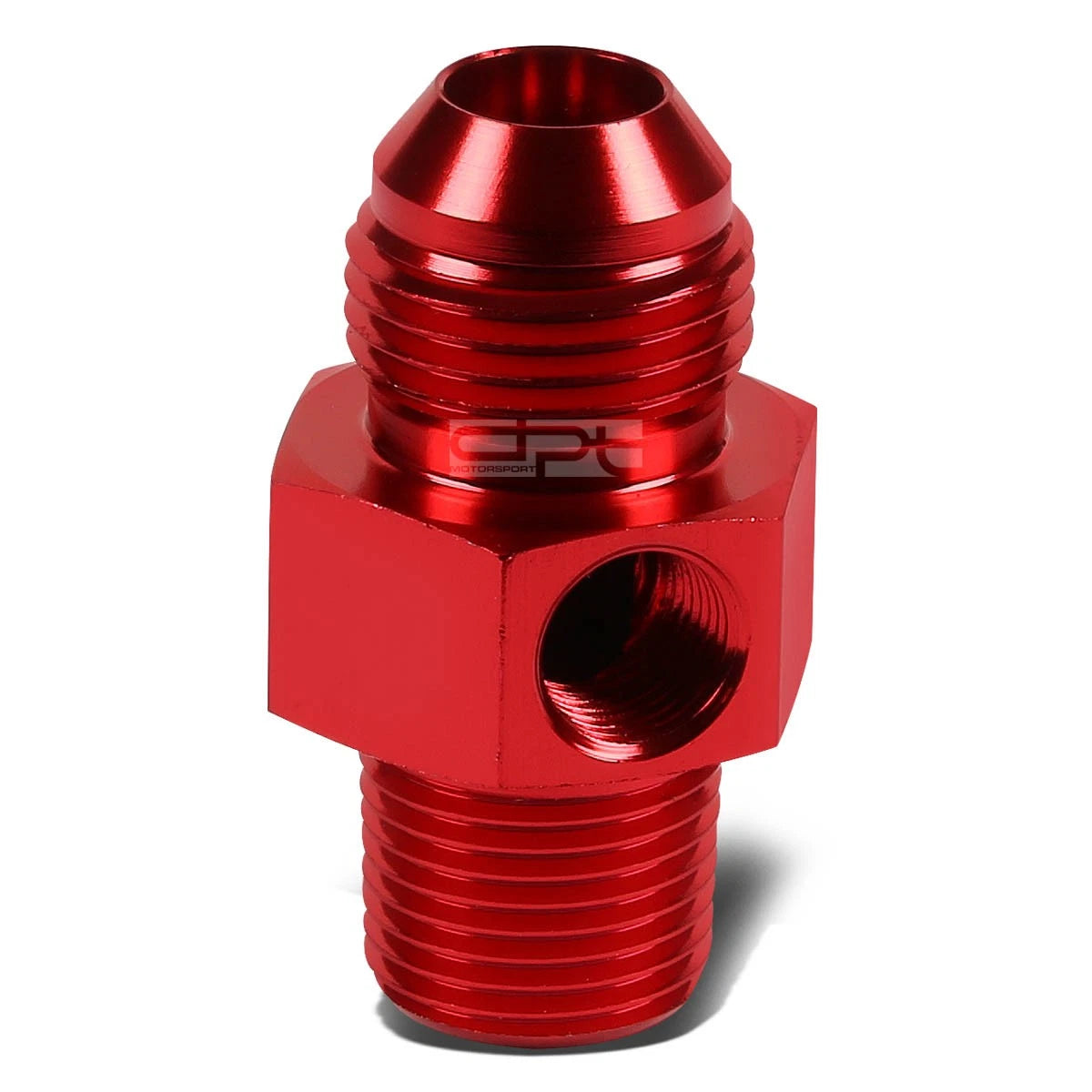 Red 8-AN Flare to 3/8" NPT Fitting Coupler Adapter with 1/8" Port