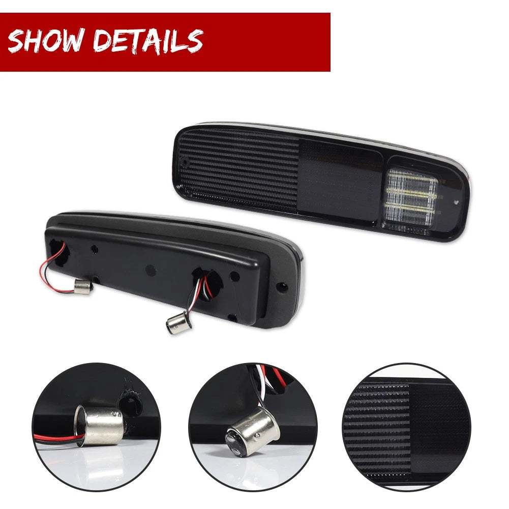 Smoked Red LED Tail Light Lamps for Ford E150 F150 250 350 Bronco (1974–1991)