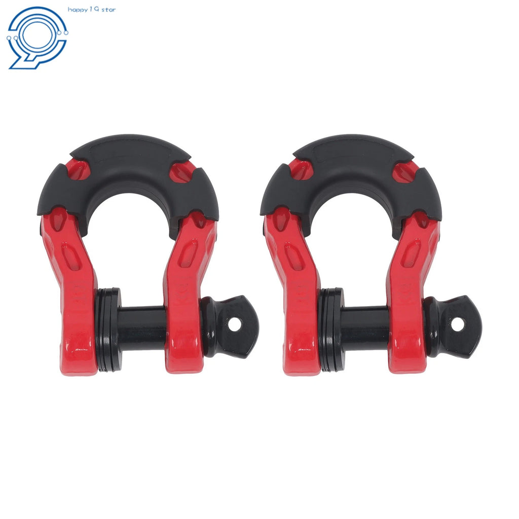 Set of 2 Red D Ring Shackles for Heavy-Duty Use (70000 lbs Break Strength)