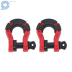 Set of 2 Red D Ring Shackles for Heavy-Duty Use (70000 lbs Break Strength)
