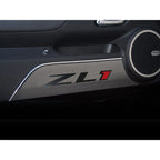 Brushed Stainless Door Panel Kick Plates w/Polished 'ZL1' for 2012-15 Camaro ZL1
